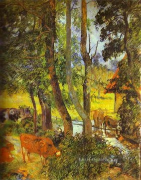 Cattle Trinken Beitrag Impressionismus Primitivismus Paul Gauguin Ölgemälde